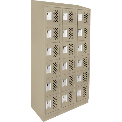 Assembled Lockerettes Clean Line Perforated Economy Lockers, 6 -tier, Bank of 3, 18" x 72" x 12", Steel Rock Safety Industrial Ltd