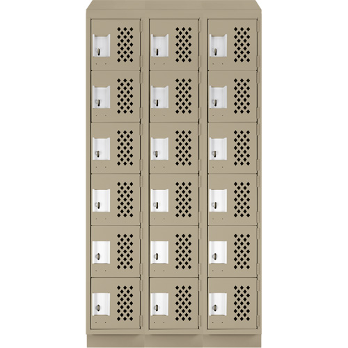 Assembled Lockerettes Clean Line Perforated Economy Lockers, 6 -tier, Bank of 3, 18" x 72" x 12", Steel Rock Safety Industrial Ltd
