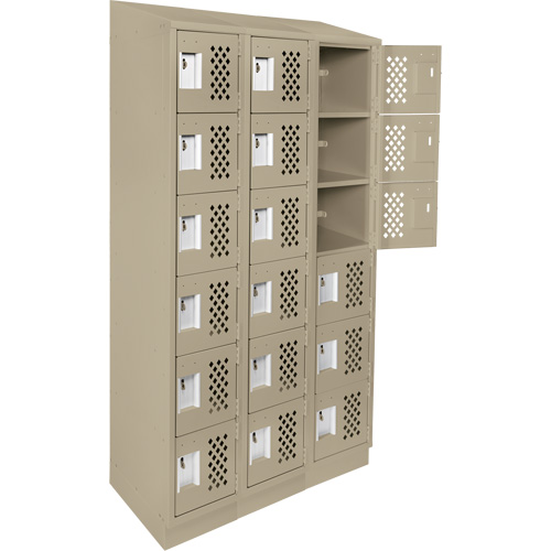 Assembled Lockerettes Clean Line Perforated Economy Lockers, 6 -tier, Bank of 3, 18" x 72" x 12", Steel Rock Safety Industrial Ltd