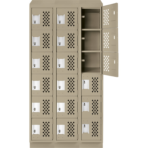 Assembled Lockerettes Clean Line Perforated Economy Lockers, 6 -tier, Bank of 3, 18" x 72" x 12", Steel Rock Safety Industrial Ltd