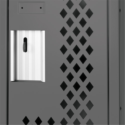 Clean Line Lockers, 2 -tier, Bank of 3, 36" x 12" x 72", Steel, Charcoal, Rivet (Assembled), Perforated Rock Safety Industrial Ltd