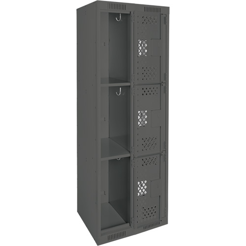 Casiers Clean Line, 3 niveaux, Bloc de 2, 24" x 12" x 72", Acier, Charbon, Rivet (assembl&eacute;), Perfor&eacute; Rock Safety Industrial Ltd