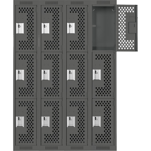 Casiers Clean Line, 3 niveaux, Bloc de 4, 48" x 12" x 72", Acier, Charbon, Rivet (assembl&eacute;), Perfor&eacute; Rock Safety Industrial Ltd