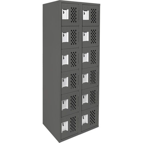 Assembled Lockerettes Clean Line Perforated Economy Lockers, 6 -tier, Bank of 2, 18" x 72" x 12", Steel Rock Safety Industrial Ltd