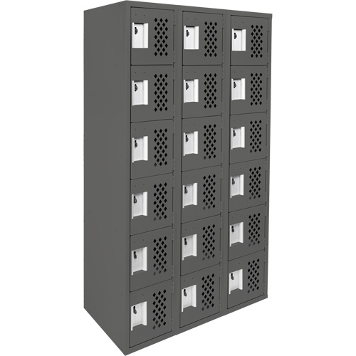 Assembled Lockerettes Clean Line Perforated Economy Lockers, 6 -tier, Bank of 3, 18" x 72" x 12", Steel Rock Safety Industrial Ltd