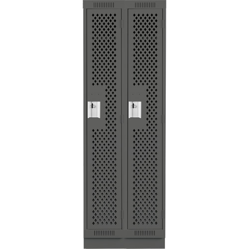 Clean Line Lockers, Bank of 2, 24" x 18" x 76", Steel, Charcoal, Rivet (Assembled), Perforated Rock Safety Industrial Ltd