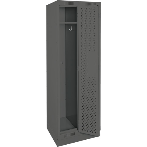 Clean Line Lockers, Bank of 2, 24" x 18" x 76", Steel, Charcoal, Rivet (Assembled), Perforated Rock Safety Industrial Ltd