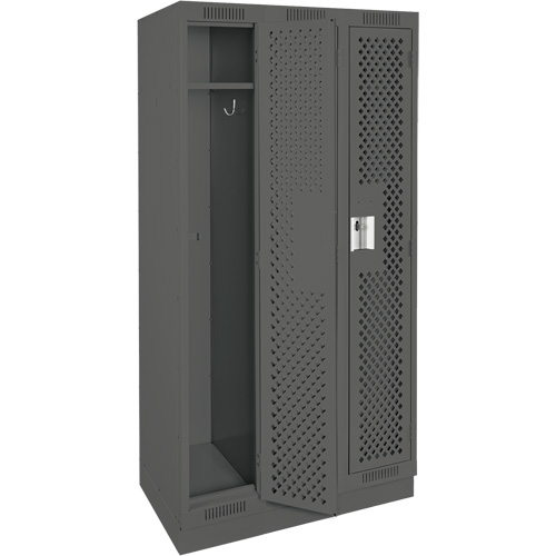 Clean Line Lockers, Bank of 3, 36" x 18" x 76", Steel, Charcoal, Rivet (Assembled), Perforated Rock Safety Industrial Ltd