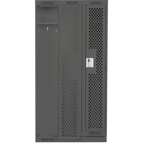Clean Line Lockers, Bank of 3, 36" x 18" x 76", Steel, Charcoal, Rivet (Assembled), Perforated Rock Safety Industrial Ltd