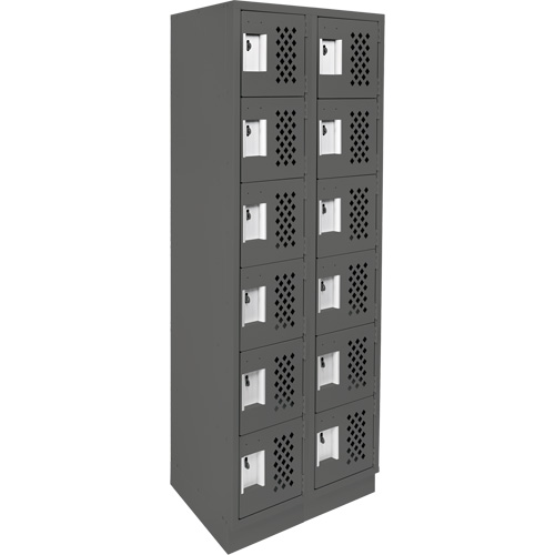 Assembled Lockerettes Clean Line Perforated Economy Lockers, 6 -tier, Bank of 2, 18" x 72" x 12", Steel Rock Safety Industrial Ltd