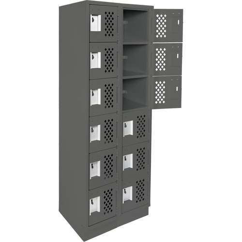 Assembled Lockerettes Clean Line Perforated Economy Lockers, 6 -tier, Bank of 2, 18" x 72" x 12", Steel Rock Safety Industrial Ltd