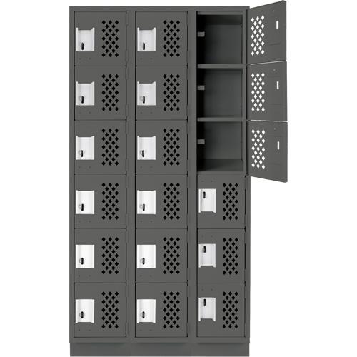 Assembled Lockerettes Clean Line Perforated Economy Lockers, 6 -tier, Bank of 3, 18" x 72" x 12", Steel Rock Safety Industrial Ltd