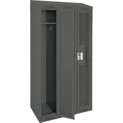 Clean Line Lockers, Bank of 3, 36" x 15" x 78", Steel, Charcoal, Rivet (Assembled), Perforated Rock Safety Industrial Ltd