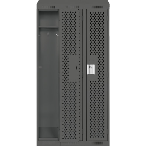 Clean Line Lockers, Bank of 3, 36" x 15" x 78", Steel, Charcoal, Rivet (Assembled), Perforated Rock Safety Industrial Ltd