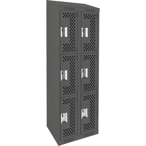 Casiers Clean Line, 3 niveaux, Bloc de 2, 24" x 18" x 78", Acier, Charbon, Rivet (assembl&eacute;), Perfor&eacute; Rock Safety Industrial Ltd