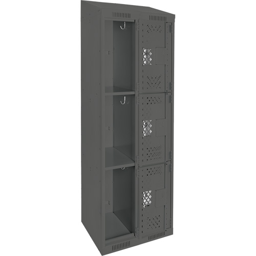 Casiers Clean Line, 3 niveaux, Bloc de 2, 24" x 18" x 78", Acier, Charbon, Rivet (assembl&eacute;), Perfor&eacute; Rock Safety Industrial Ltd