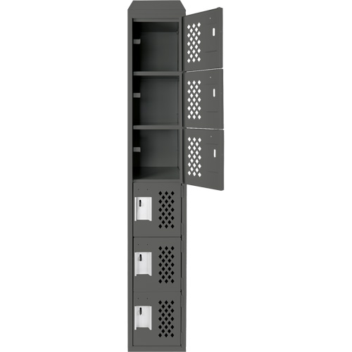 Assembled Lockerettes Clean Line Perforated Economy Lockers, 6 -tier, 18" x 72" x 12", Steel Rock Safety Industrial Ltd