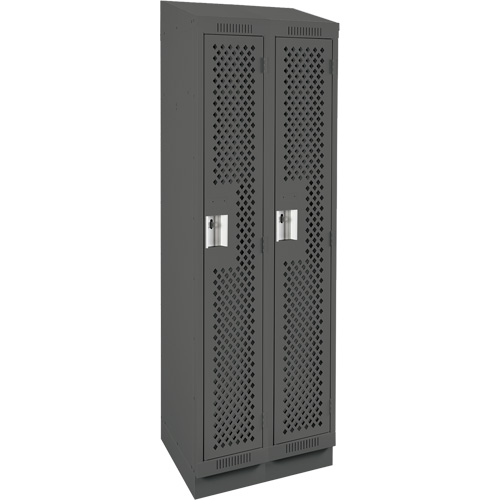 Clean Line Lockers, Bank of 2, 24" x 18" x 82", Steel, Charcoal, Rivet (Assembled), Perforated Rock Safety Industrial Ltd