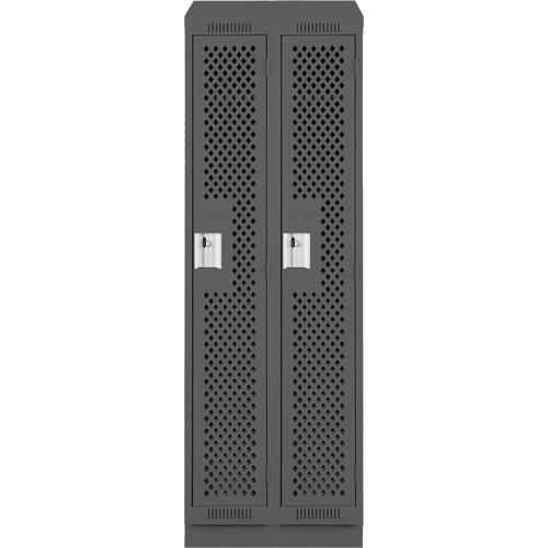 Clean Line Lockers, Bank of 2, 24" x 18" x 82", Steel, Charcoal, Rivet (Assembled), Perforated Rock Safety Industrial Ltd