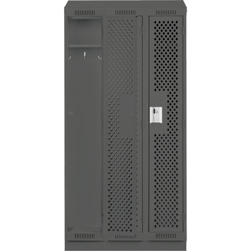 Clean Line Lockers, Bank of 3, 36" x 18" x 82", Steel, Charcoal, Rivet (Assembled), Perforated Rock Safety Industrial Ltd