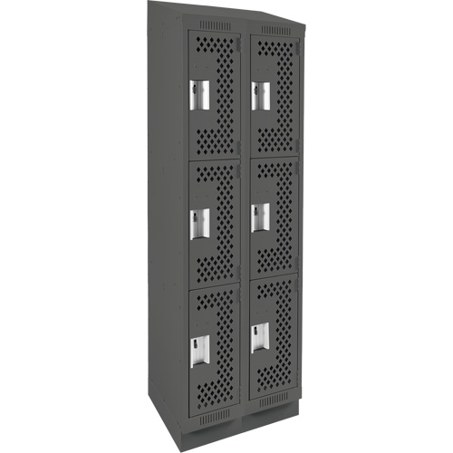 Casiers Clean Line, 3 niveaux, Bloc de 2, 24" x 18" x 82", Acier, Charbon, Rivet (assembl&eacute;), Perfor&eacute; Rock Safety Industrial Ltd