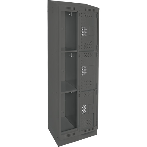 Casiers Clean Line, 3 niveaux, Bloc de 2, 24" x 18" x 82", Acier, Charbon, Rivet (assembl&eacute;), Perfor&eacute; Rock Safety Industrial Ltd