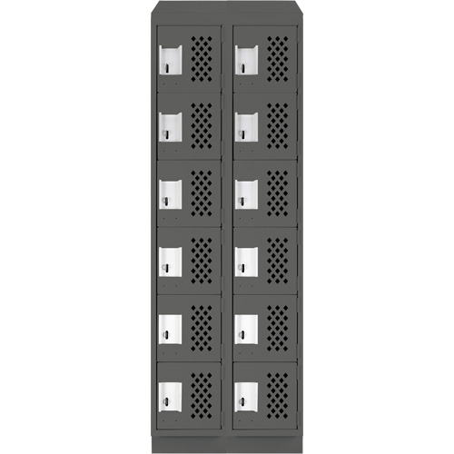 Assembled Lockerettes Clean Line Perforated Economy Lockers, 6 -tier, Bank of 2, 18" x 72" x 12", Steel Rock Safety Industrial Ltd