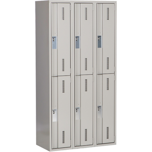 Concorde Heavy-Duty Lockers, 2 -tier, Bank of 3, 36" x 18" x 72", Steel, Grey, Welded (Assembled) Rock Safety Industrial Ltd