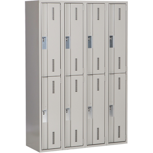 Concorde Heavy-Duty Lockers, 2 -tier, Bank of 4, 48" x 18" x 72", Steel, Grey, Welded (Assembled) Rock Safety Industrial Ltd