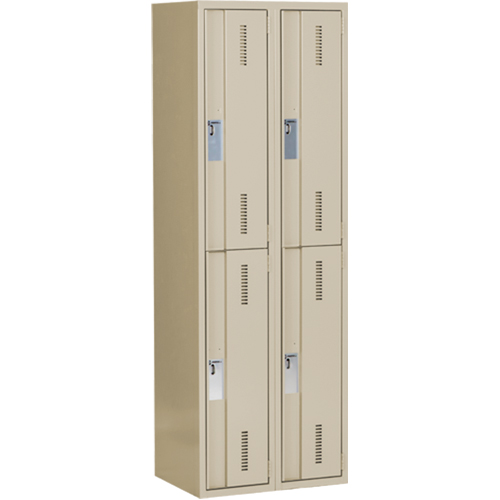 Concorde Heavy-Duty Lockers, 2 -tier, Bank of 2, 24" x 18" x 72", Steel, Beige, Welded (Assembled) Rock Safety Industrial Ltd