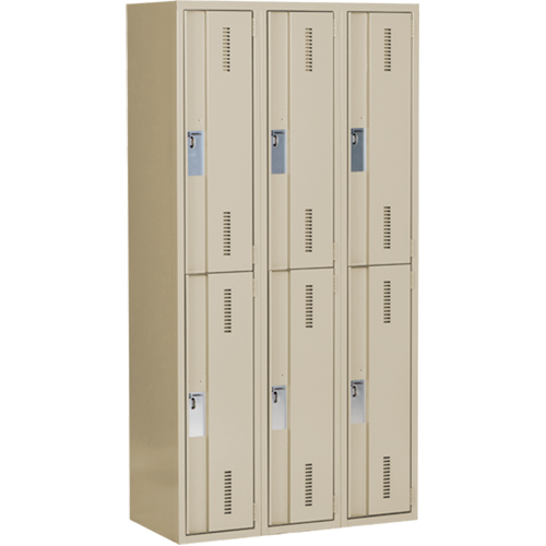 Concorde Heavy-Duty Lockers, 2 -tier, Bank of 3, 36" x 18" x 72", Steel, Beige, Welded (Assembled) Rock Safety Industrial Ltd