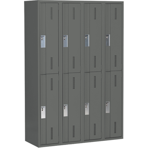 Concorde Heavy-Duty Lockers, 2 -tier, Bank of 4, 48" x 18" x 72", Steel, Charcoal, Welded (Assembled) Rock Safety Industrial Ltd