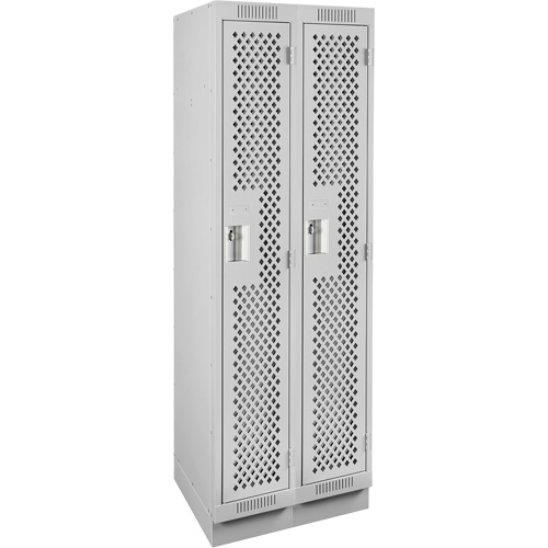 Clean Line Lockers, Bank of 2, 24" x 18" x 76", Steel, Grey, Rivet (Assembled), Perforated Rock Safety Industrial Ltd