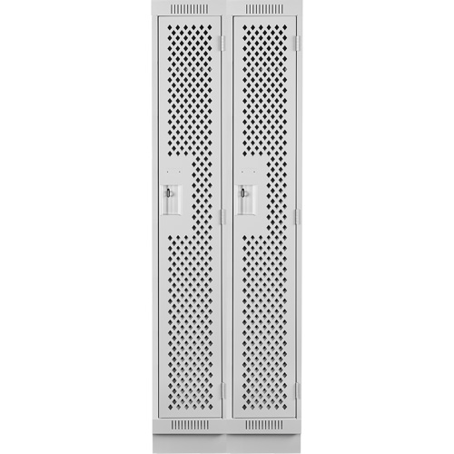 Clean Line Lockers, Bank of 2, 24" x 18" x 76", Steel, Grey, Rivet (Assembled), Perforated Rock Safety Industrial Ltd