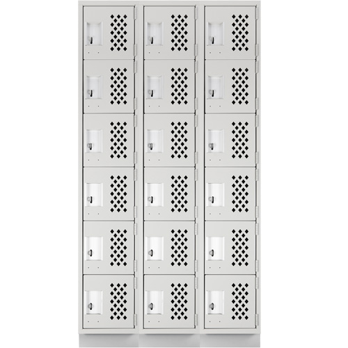 Assembled Lockerettes Clean Line Perforated Economy Lockers, 6 -tier, Bank of 3, 18" x 72" x 12", Steel Rock Safety Industrial Ltd