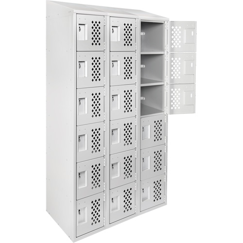 Assembled Lockerettes Clean Line Perforated Economy Lockers, 6 -tier, Bank of 3, 18" x 72" x 12", Steel Rock Safety Industrial Ltd