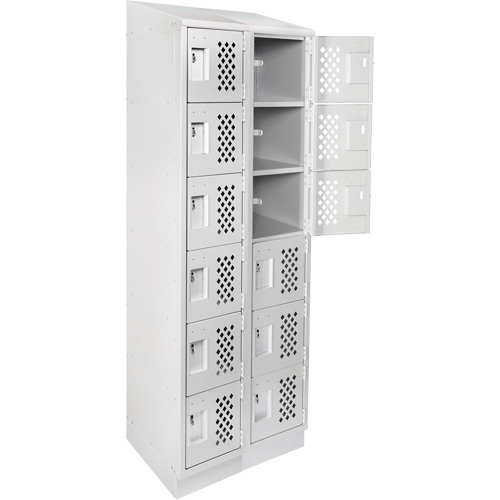 Assembled Lockerettes Clean Line Perforated Economy Lockers, 6 -tier, Bank of 2, 18" x 72" x 12", Steel Rock Safety Industrial Ltd