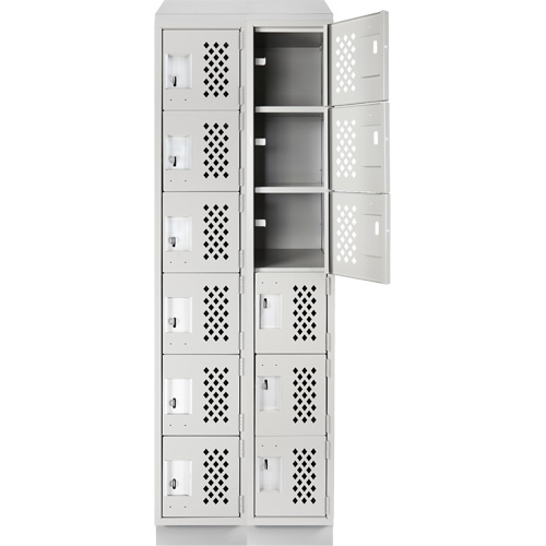 Assembled Lockerettes Clean Line Perforated Economy Lockers, 6 -tier, Bank of 2, 18" x 72" x 12", Steel Rock Safety Industrial Ltd