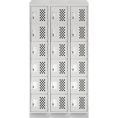 Assembled Lockerettes Clean Line Perforated Economy Lockers, 6 -tier, Bank of 3, 18" x 72" x 12", Steel Rock Safety Industrial Ltd