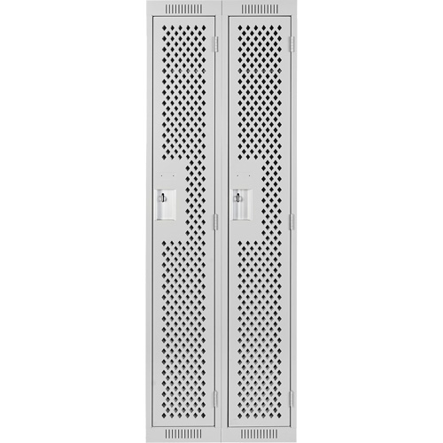 Clean Line Lockers, 2 -tier, 12" x 12" x 72", Steel, Grey, Rivet (Assembled), Perforated Rock Safety Industrial Ltd