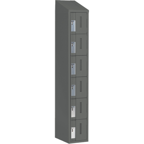 Concorde Heavy-Duty Lockers, 6 -tier, 12" x 18" x 78", Steel, Charcoal, Welded (Assembled) Rock Safety Industrial Ltd