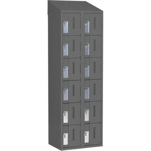 Concorde Heavy-Duty Lockers, 6 -tier, Bank of 2, 24" x 18" x 78", Steel, Charcoal, Welded (Assembled) Rock Safety Industrial Ltd