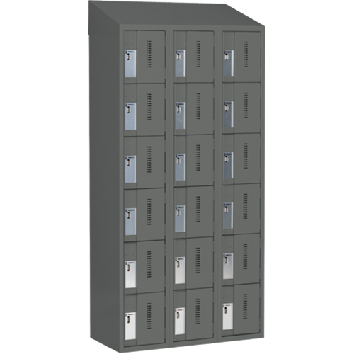 Concorde Heavy-Duty Lockers, 6 -tier, Bank of 3, 36" x 18" x 78", Steel, Charcoal, Welded (Assembled) Rock Safety Industrial Ltd