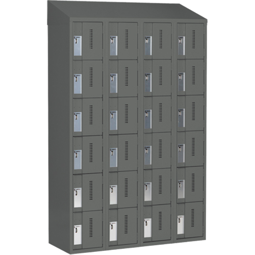 Concorde Heavy-Duty Lockers, 6 -tier, Bank of 4, 48" x 18" x 78", Steel, Charcoal, Welded (Assembled) Rock Safety Industrial Ltd