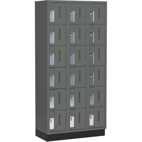 Concorde Heavy-Duty Lockers, 6 -tier, Bank of 3, 36" x 18" x 76", Steel, Charcoal, Welded (Assembled) Rock Safety Industrial Ltd