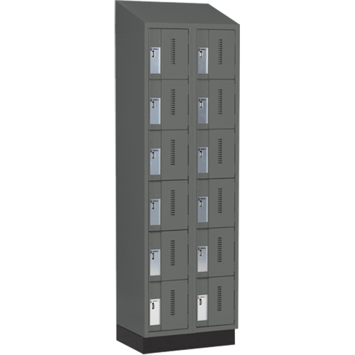 Concorde Heavy-Duty Lockers, 6 -tier, Bank of 2, 24" x 18" x 82", Steel, Charcoal, Welded (Assembled) Rock Safety Industrial Ltd