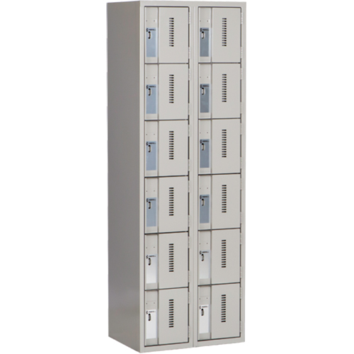 Concorde Heavy-Duty Lockers, 6 -tier, Bank of 2, 24" x 18" x 72", Steel, Grey, Welded (Assembled) Rock Safety Industrial Ltd