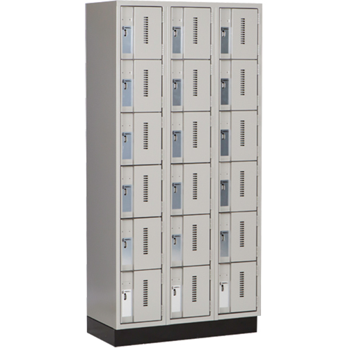 Concorde Heavy-Duty Lockers, 6 -tier, Bank of 3, 36" x 18" x 76", Steel, Grey, Welded (Assembled) Rock Safety Industrial Ltd