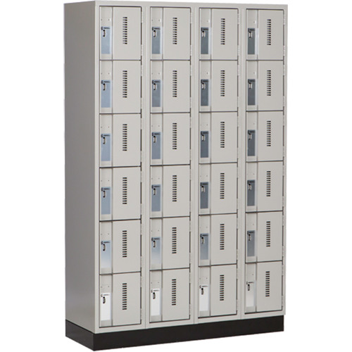 Concorde Heavy-Duty Lockers, 6 -tier, Bank of 4, 48" x 18" x 76", Steel, Grey, Welded (Assembled) Rock Safety Industrial Ltd