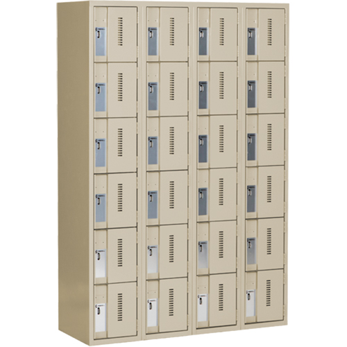 Concorde Heavy-Duty Lockers, 6 -tier, Bank of 4, 48" x 18" x 72", Steel, Beige, Welded (Assembled) Rock Safety Industrial Ltd